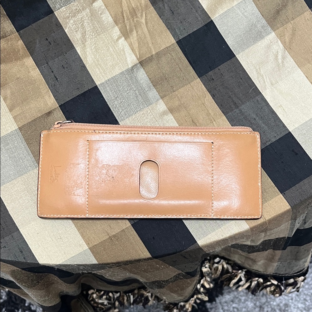 Lodis Peachy Tan Leather Zip Wallet with Snap Strap - Picture 2 of 3